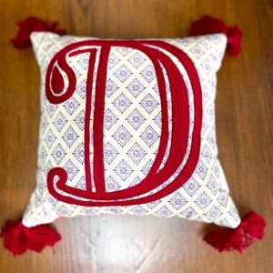 Letter “D” Monogrammed Decorative Pillow
